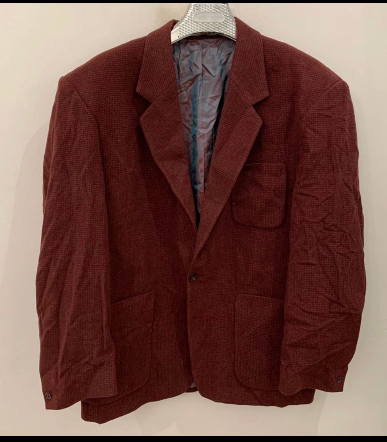 Vintage Pashion Lambswool Cashmere blend red burgundy jacket blazer 46R 46L XL