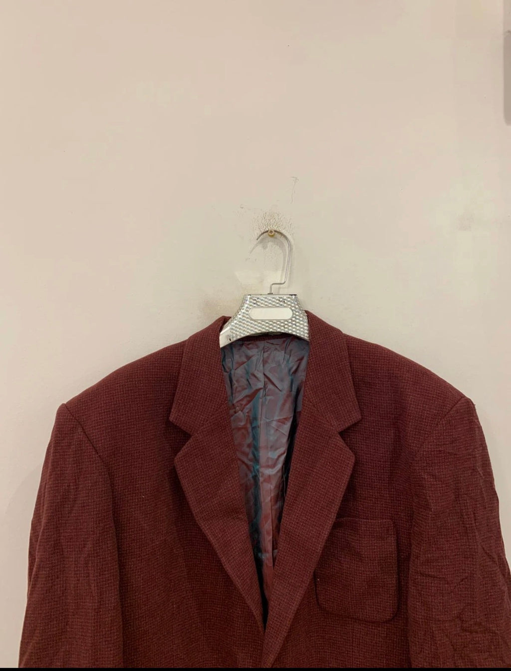 Vintage Pashion Lambswool Cashmere blend red burgundy jacket blazer 46R 46L XL