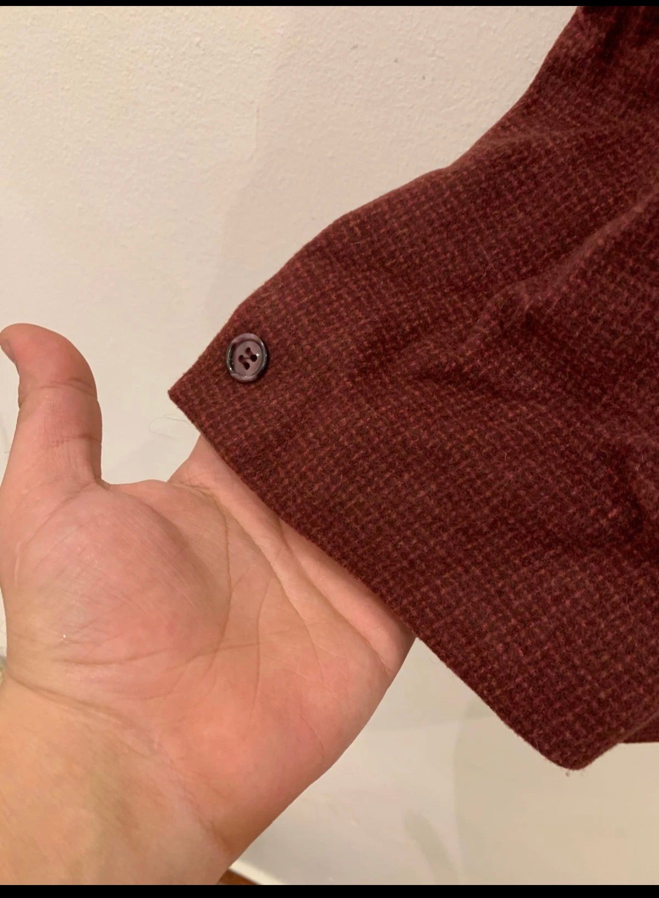 Vintage Pashion Lambswool Cashmere blend red burgundy jacket blazer 46R 46L XL