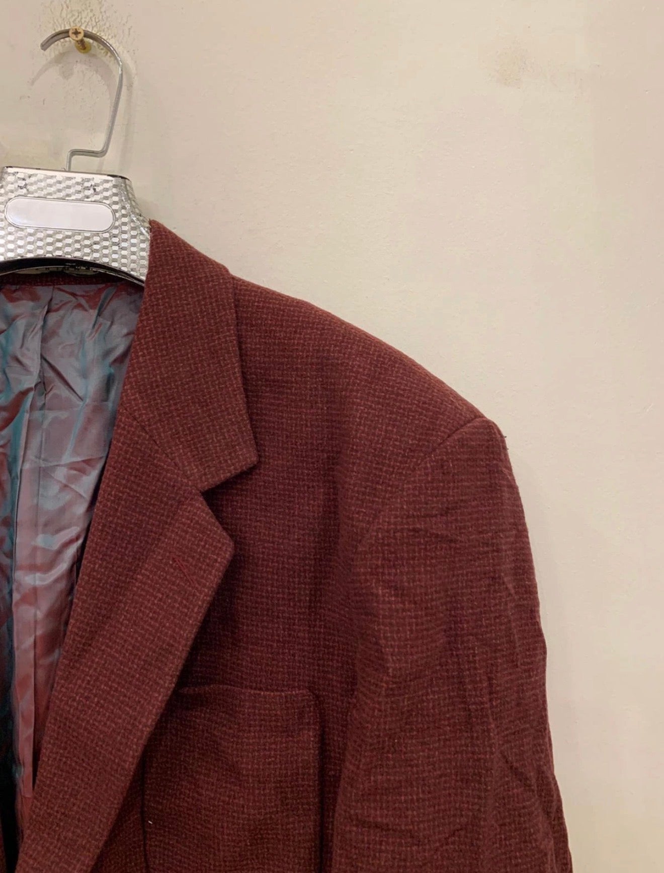 Vintage Pashion Lambswool Cashmere blend red burgundy jacket blazer 46R 46L XL