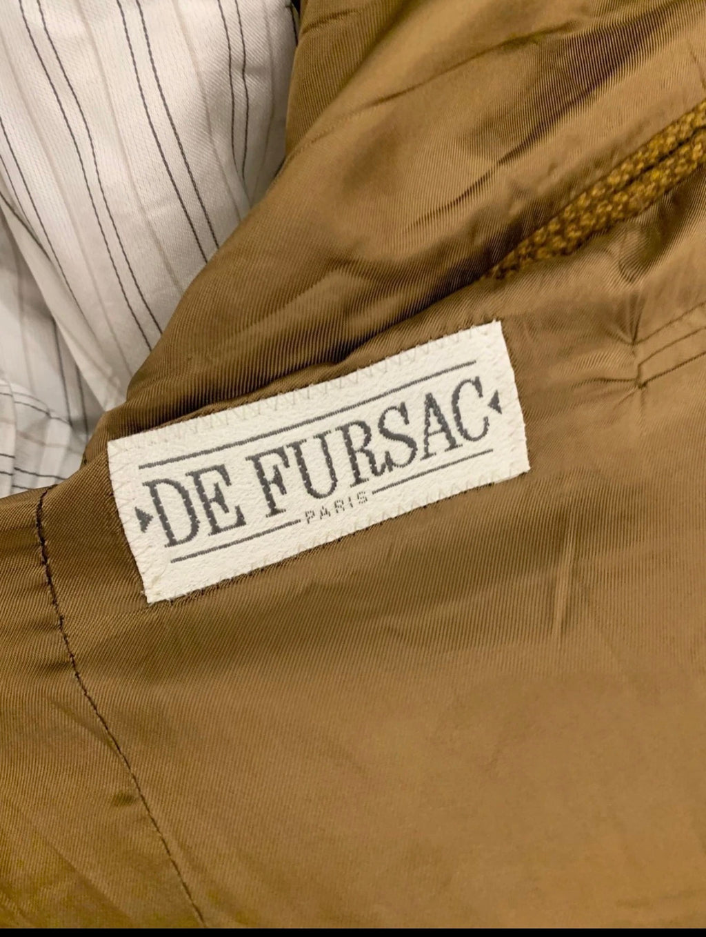 Vintage De Fursac pure wool classic Cumin brown jacket blazer 46R 46L XL