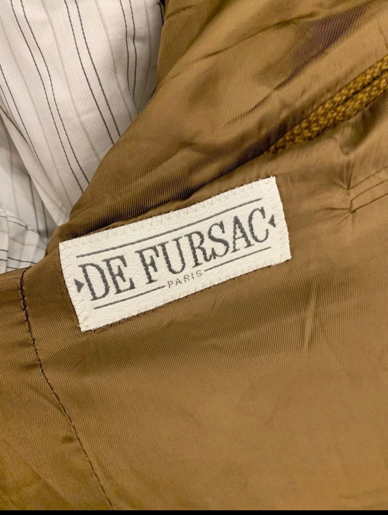 Vintage De Fursac pure wool classic Cumin brown jacket blazer 46R 46L XL