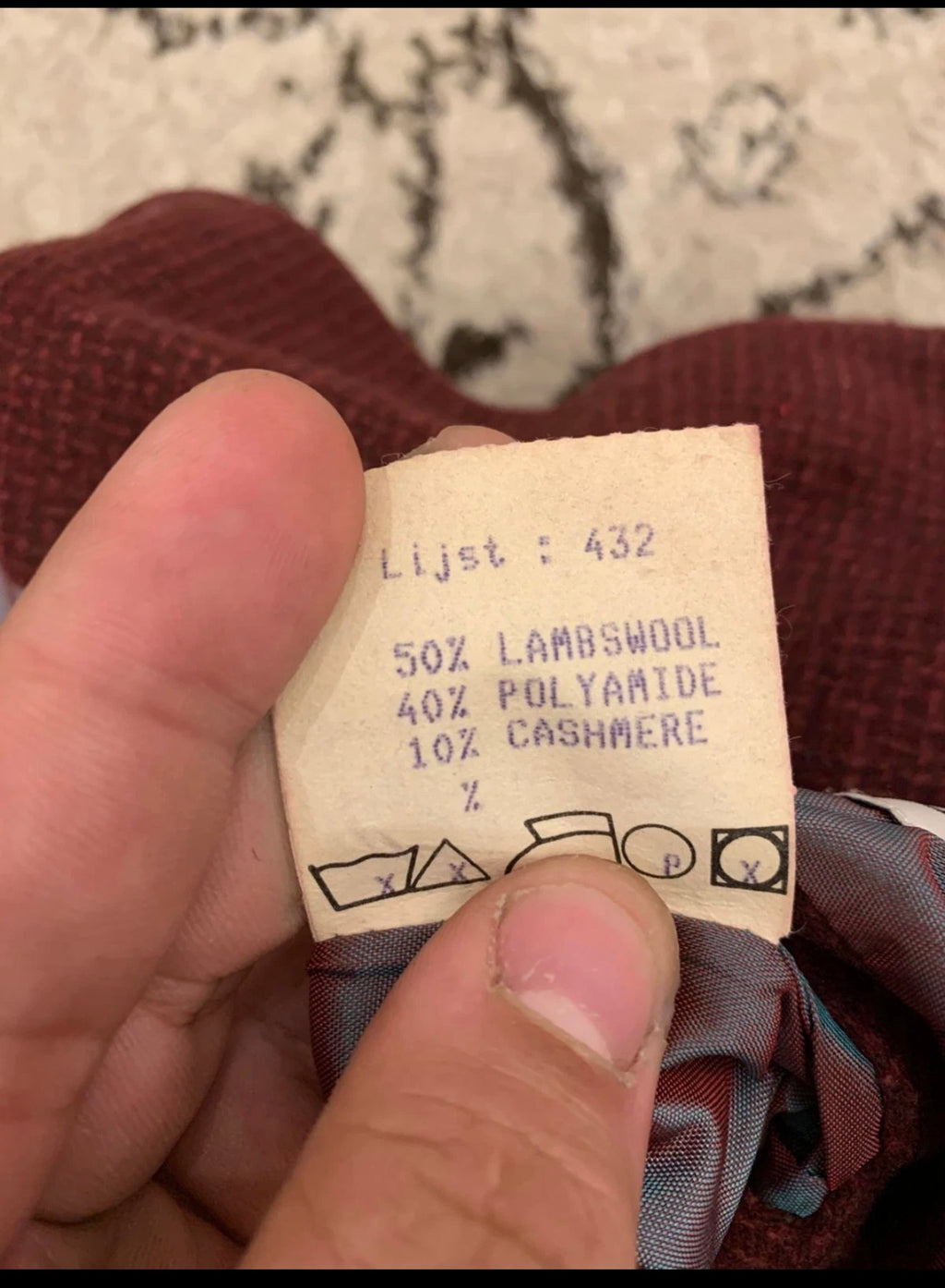 Vintage Pashion Lambswool Cashmere blend red burgundy jacket blazer 46R 46L XL