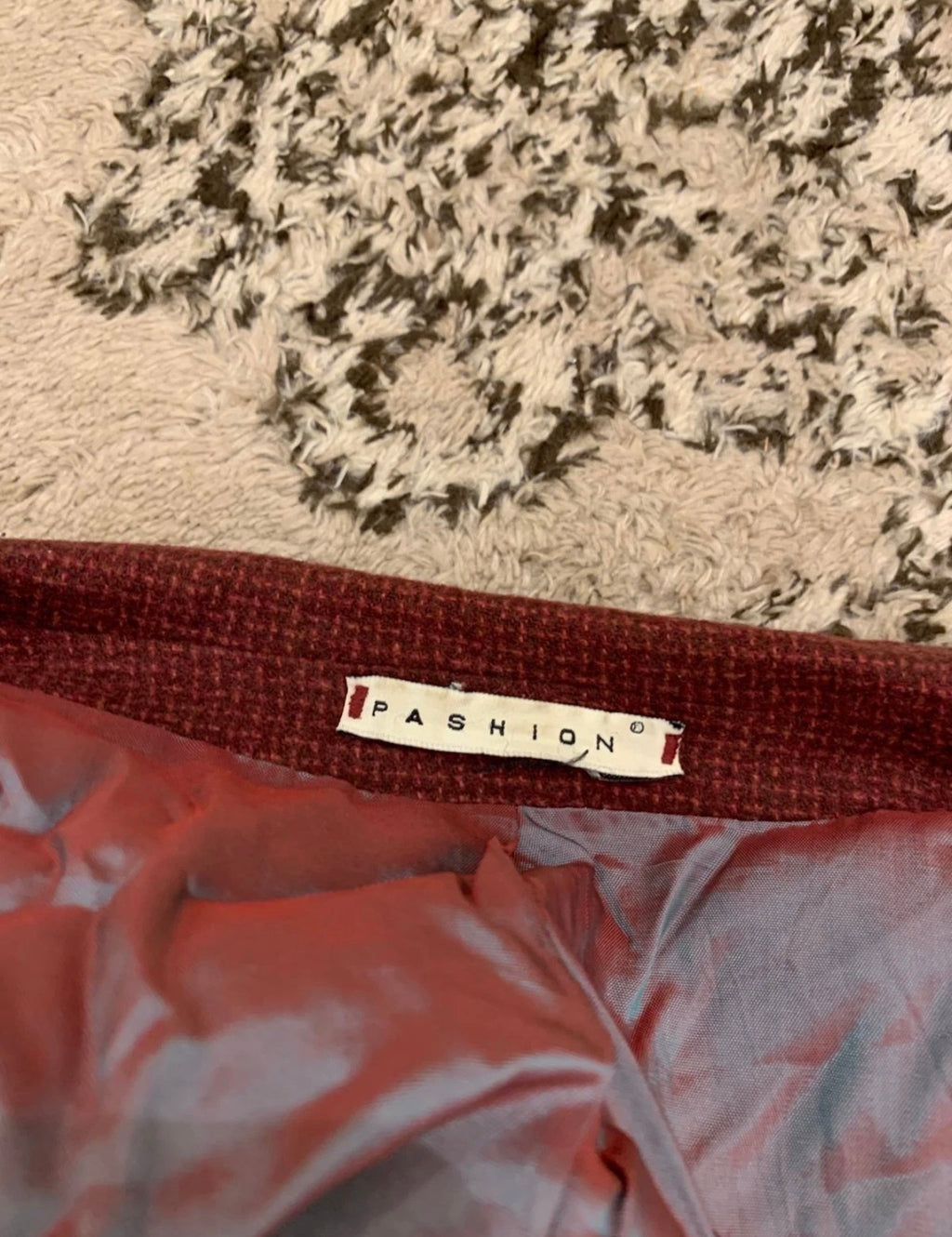 Vintage Pashion Lambswool Cashmere blend red burgundy jacket blazer 46R 46L XL