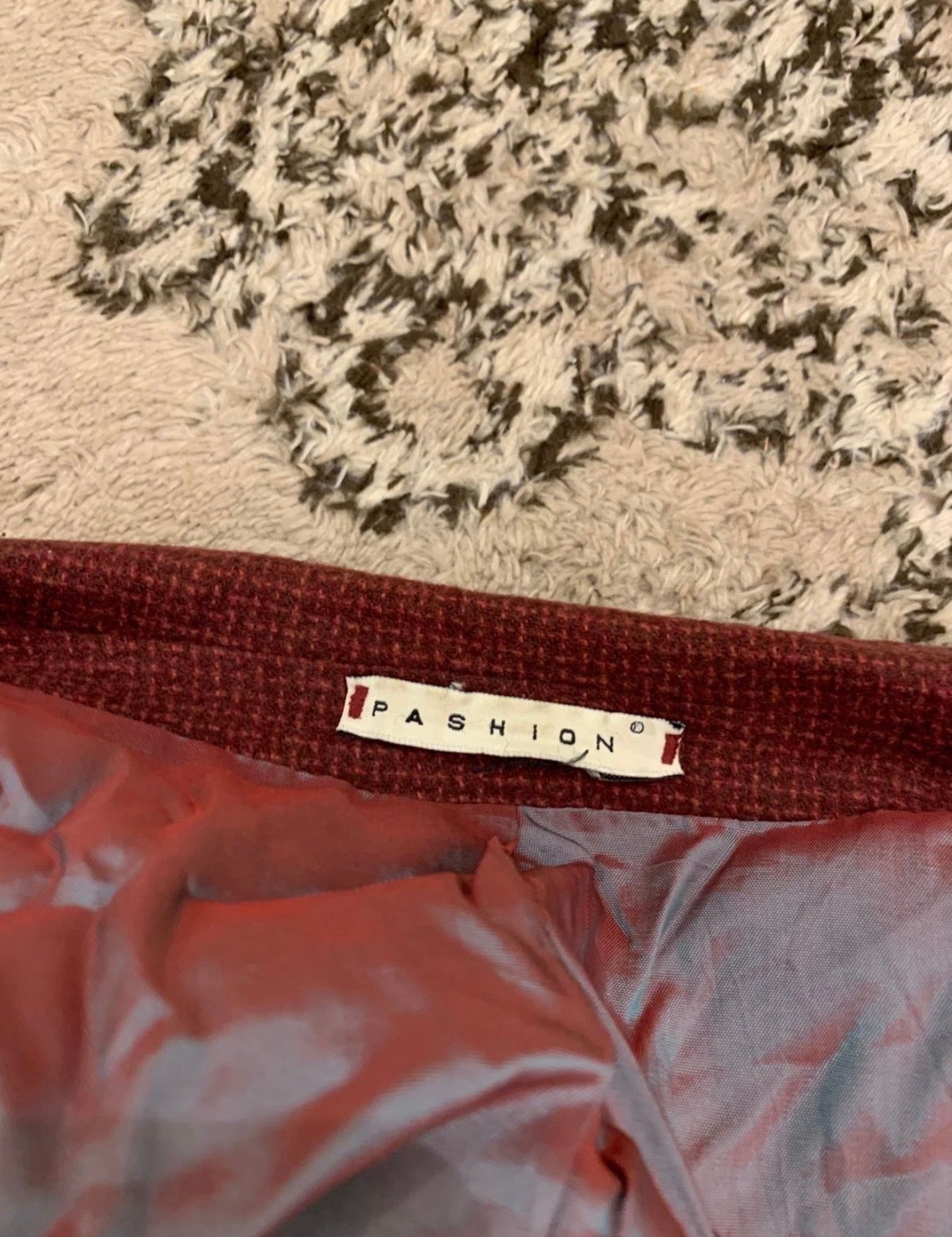 Vintage Pashion Lambswool Cashmere blend red burgundy jacket blazer 46R 46L XL