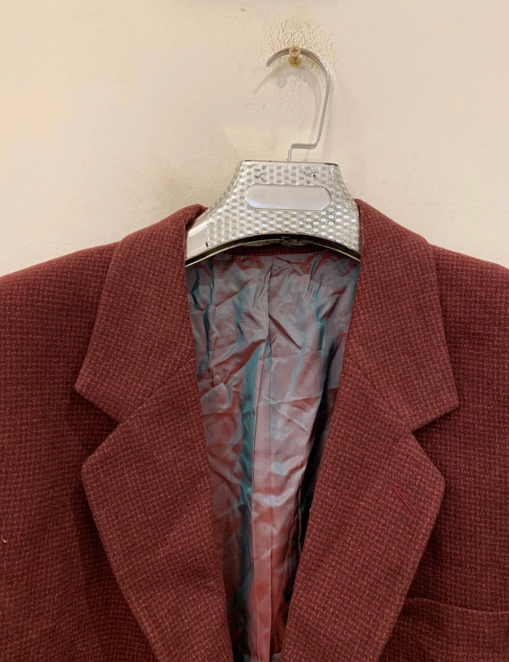 Vintage Pashion Lambswool Cashmere blend red burgundy jacket blazer 46R 46L XL