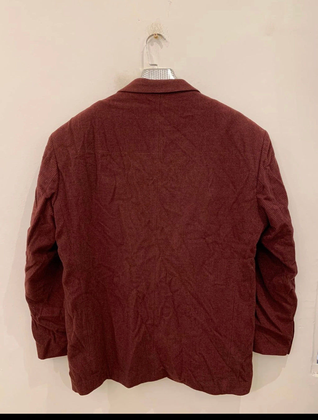 Vintage Pashion Lambswool Cashmere blend red burgundy jacket blazer 46R 46L XL