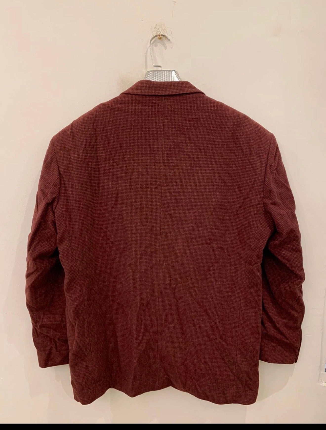 Vintage Pashion Lambswool Cashmere blend red burgundy jacket blazer 46R 46L XL