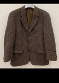 Vintage pure wool handwoven Tweed herringbone brown hunting jacket blazer 40S