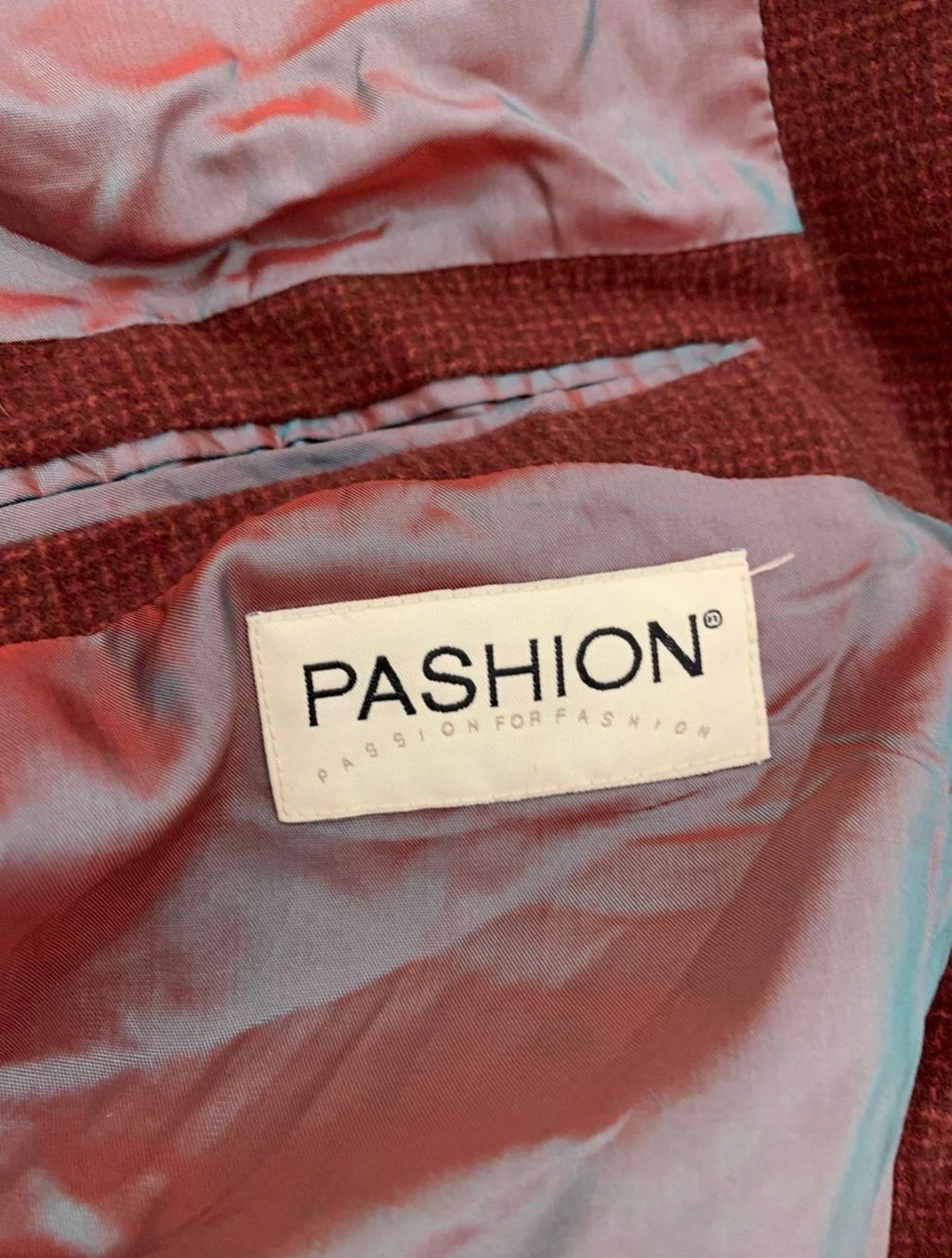 Vintage Pashion Lambswool Cashmere blend red burgundy jacket blazer 46R 46L XL