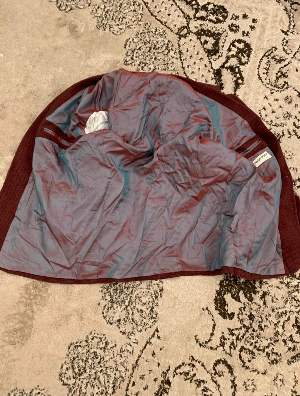 Vintage Pashion Lambswool Cashmere blend red burgundy jacket blazer 46R 46L XL