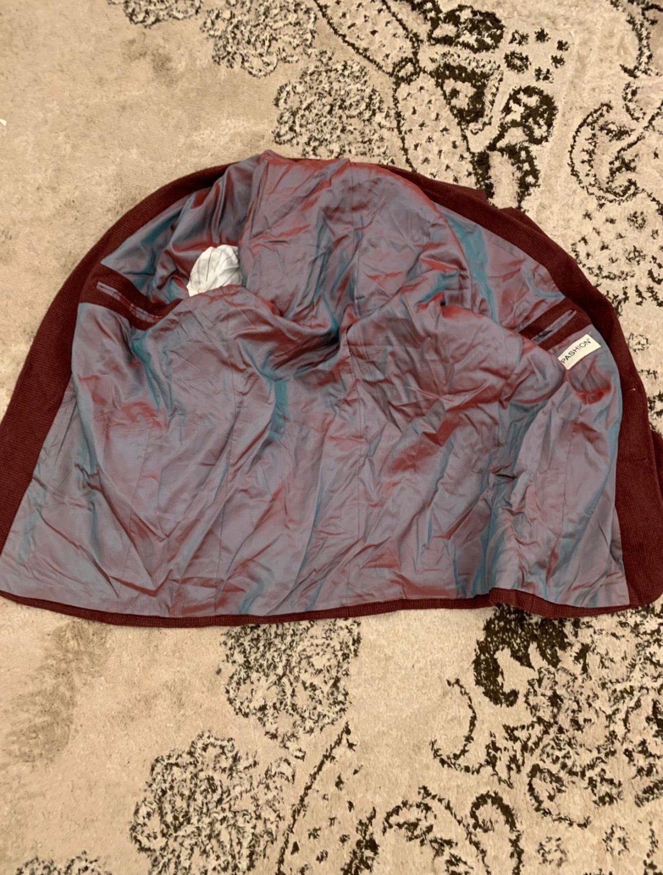 Vintage Pashion Lambswool Cashmere blend red burgundy jacket blazer 46R 46L XL