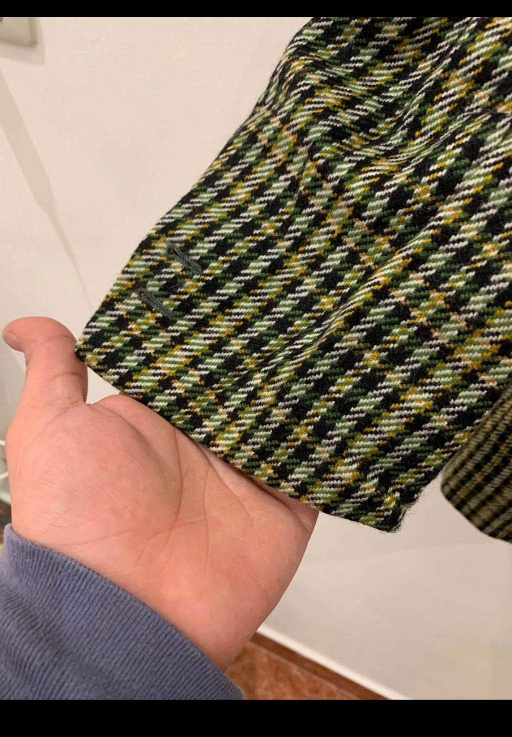 1970s Vintage pure wool camouflage plaid classic unique green jacket blazer 44R