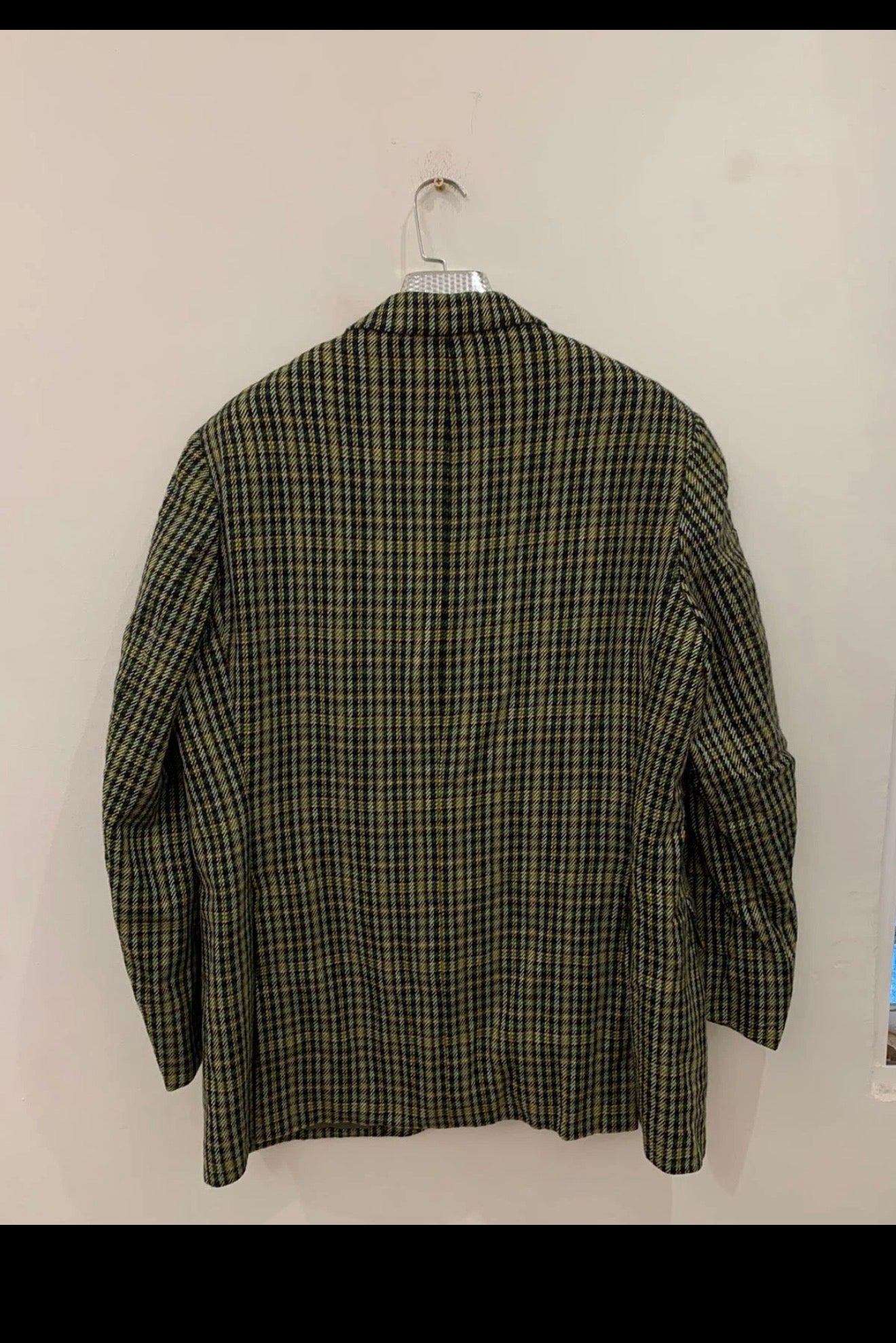 1970s Vintage pure wool camouflage plaid classic unique green jacket blazer 44R