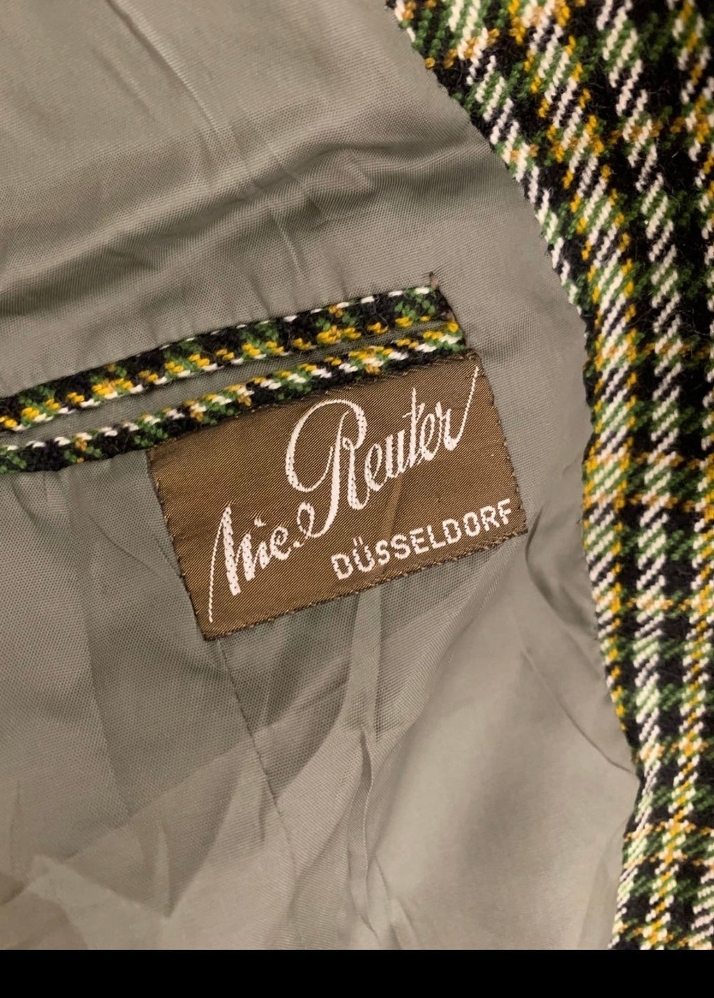 1970s Vintage pure wool camouflage plaid classic unique green jacket blazer 44R