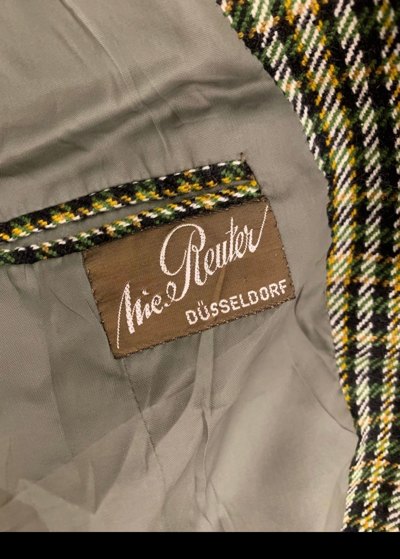 1970s Vintage pure wool camouflage plaid classic unique green jacket blazer 44R
