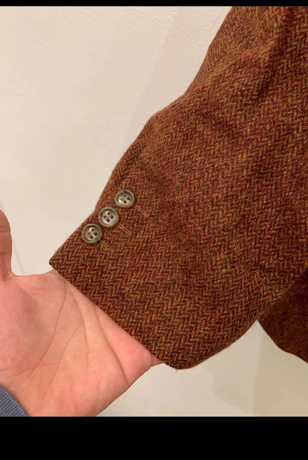 Vintage pure wool handwoven tweed brownish orange hunting jacket blazer 42R