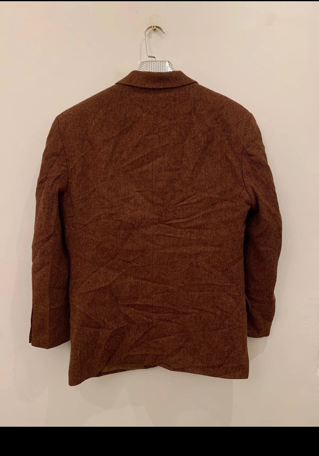 Vintage pure wool handwoven tweed brownish orange hunting jacket blazer 42R