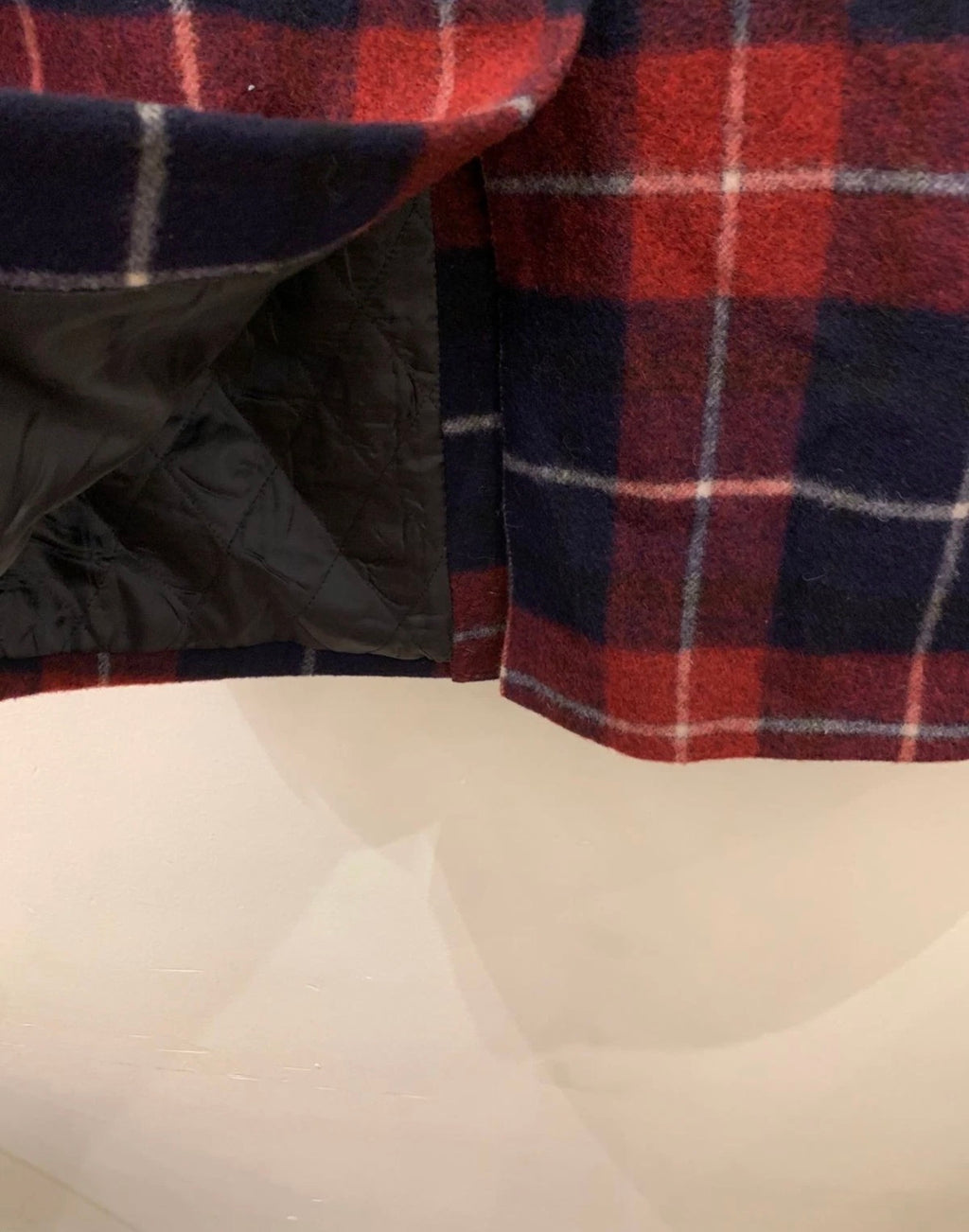 Classic unique style wool blended plaid navy red over coat 40R