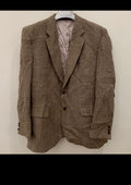 Vintage pure wool handwoven tweed glen check brown hunting jacket blazer 44L