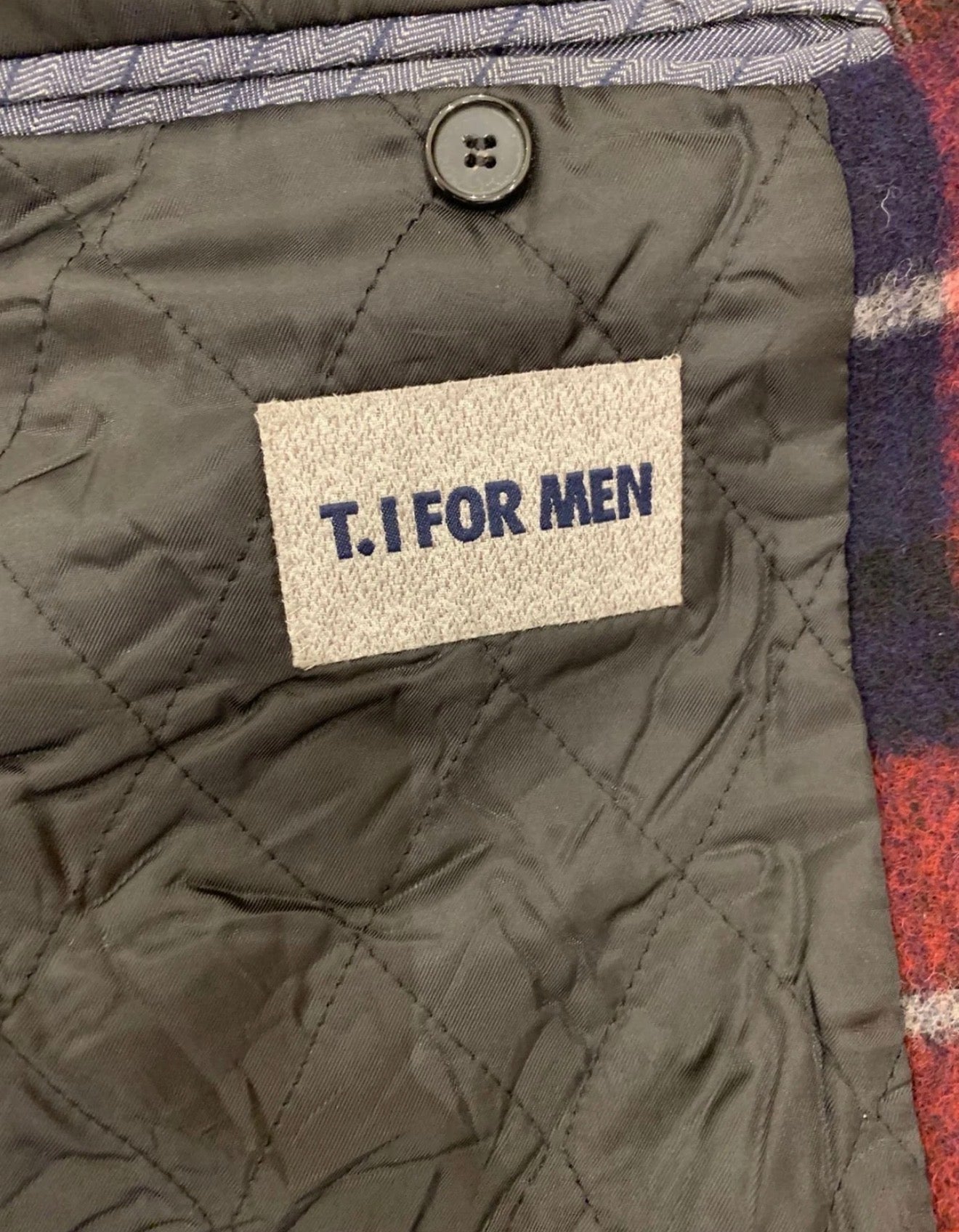 Classic unique style wool blended plaid navy red over coat 40R