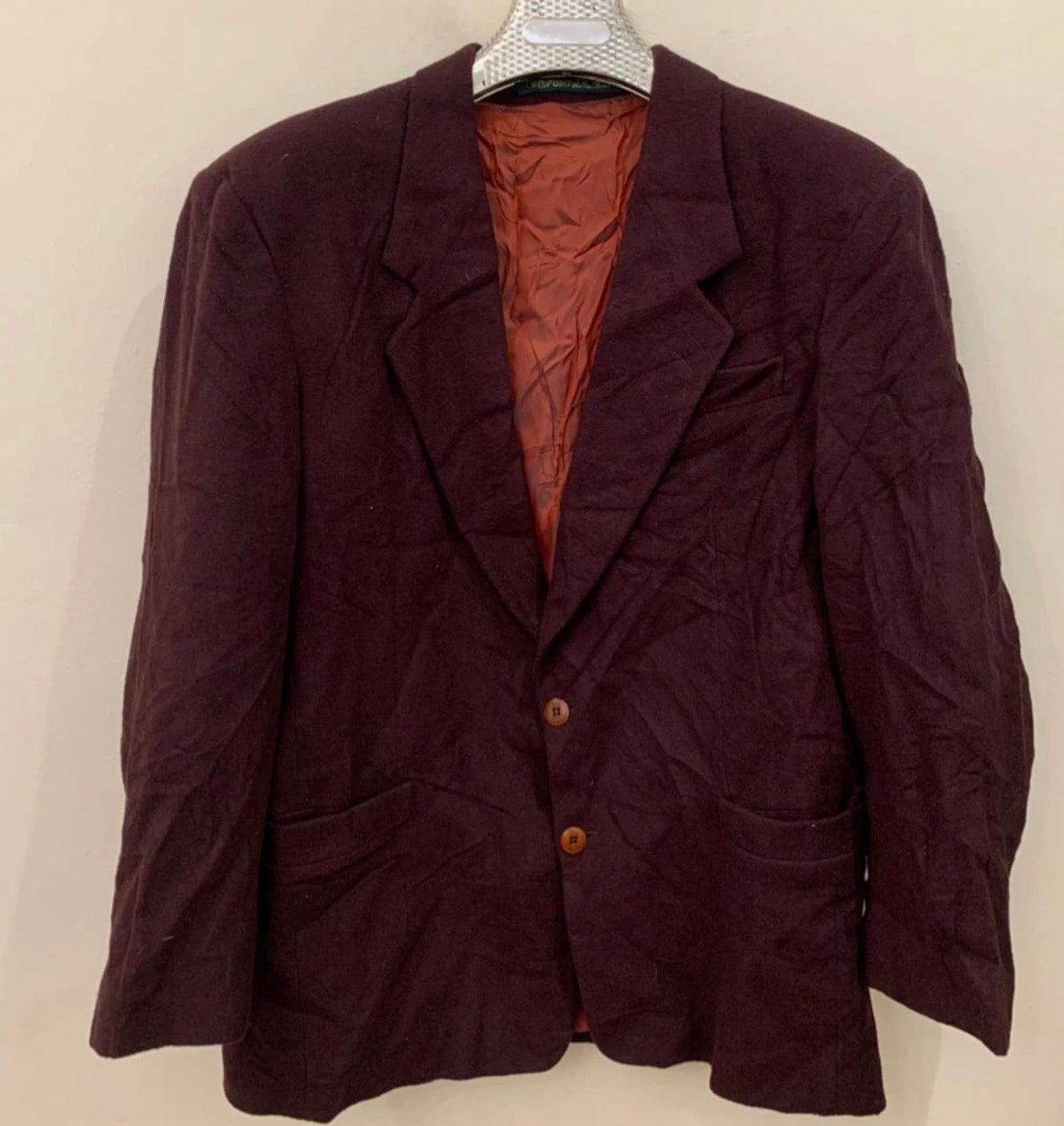 Vintage Red Point classic wool blend burgundy jacket blazer 42S 42R