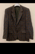 Vintage pure wool tweed camouflage plaid classic brown jacket blazer 42R