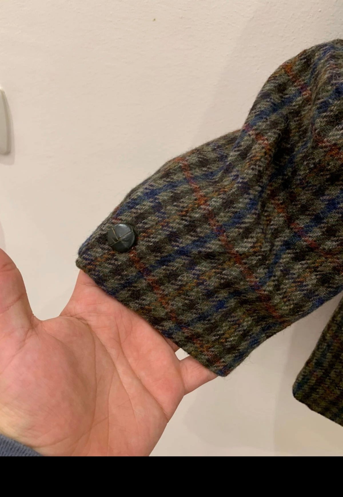 Vintage pure wool tweed camouflage plaid classic brown jacket blazer 42R
