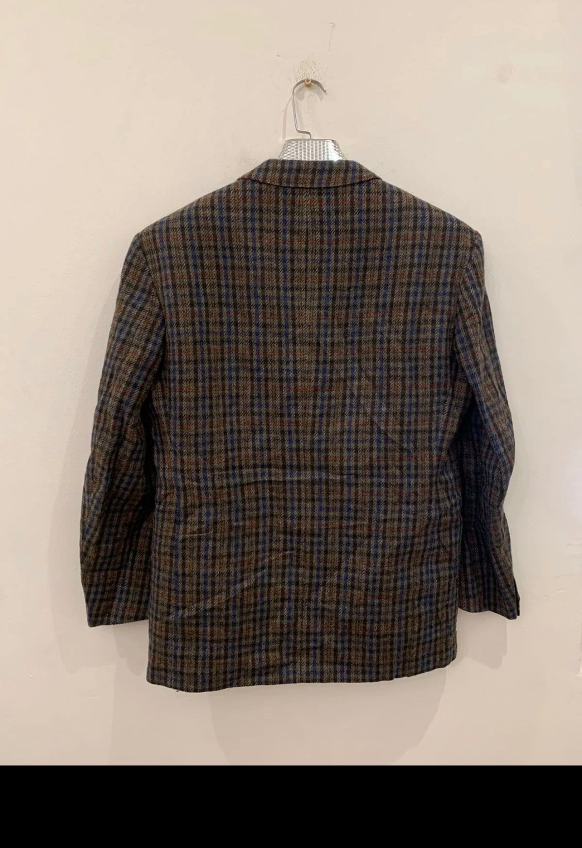 Vintage pure wool tweed camouflage plaid classic brown jacket blazer 42R