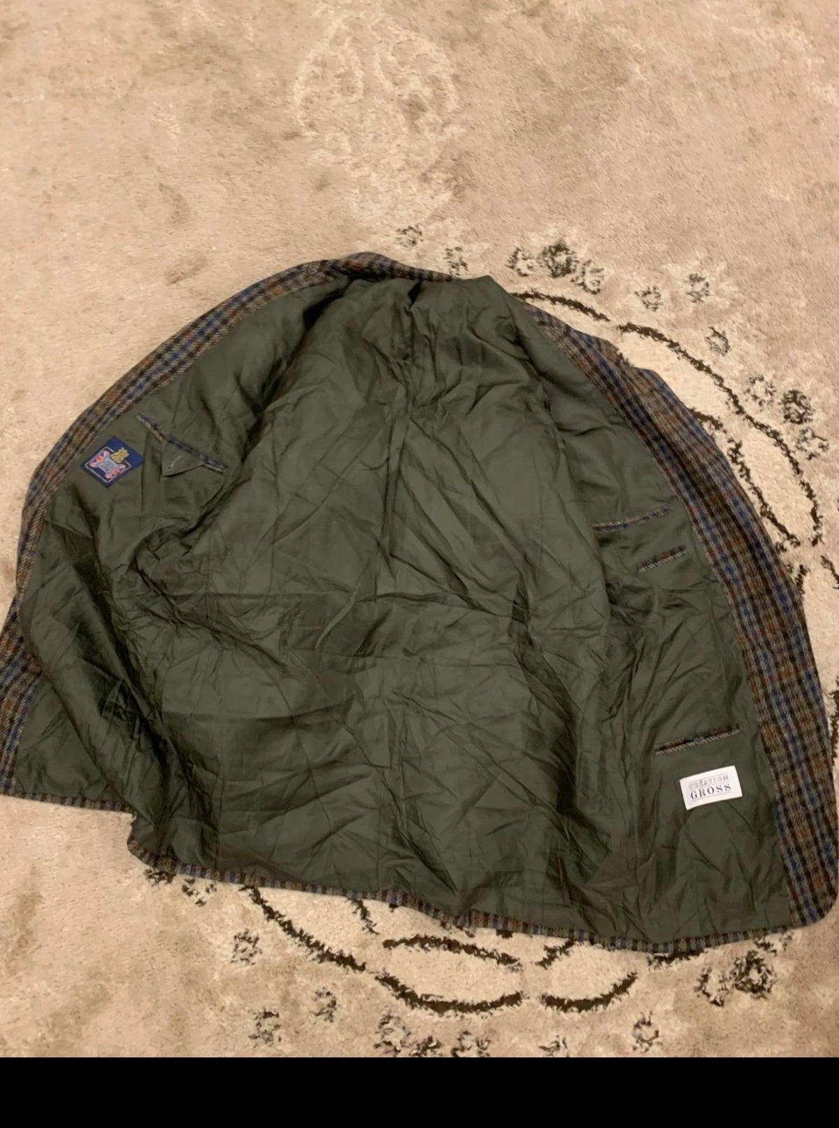 Vintage pure wool tweed camouflage plaid classic brown jacket blazer 42R