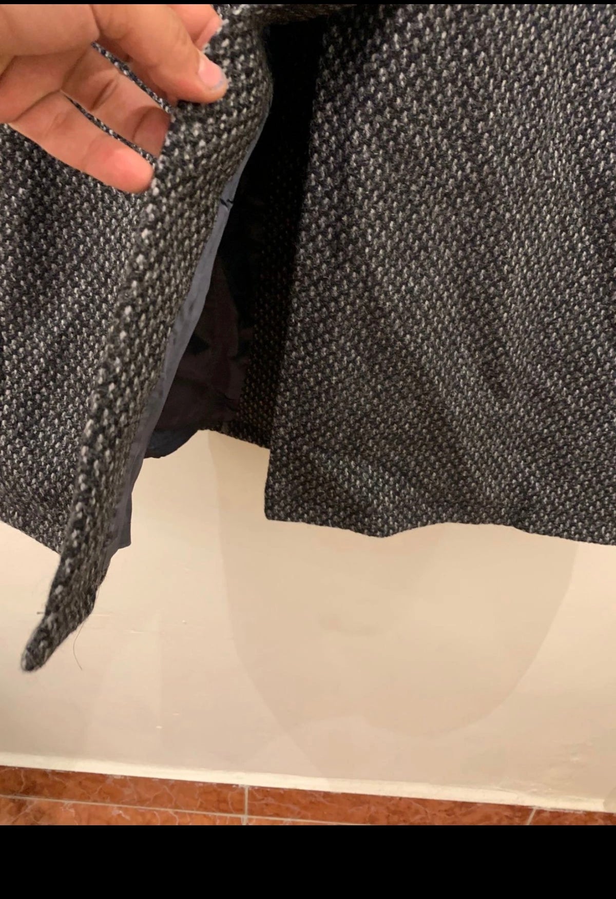 1970s Vintage pure wool handwoven tweed classic charcoal over coat 44R