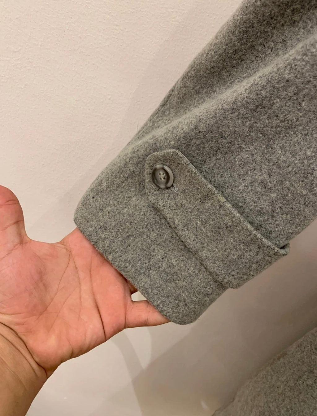 1970s Vintage classic woollen Wool double breasted belted gray over coat 46L XL