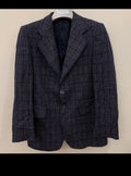 1970s vintage pure wool Windowpane rockabilly disco blue jacket blazer 38R