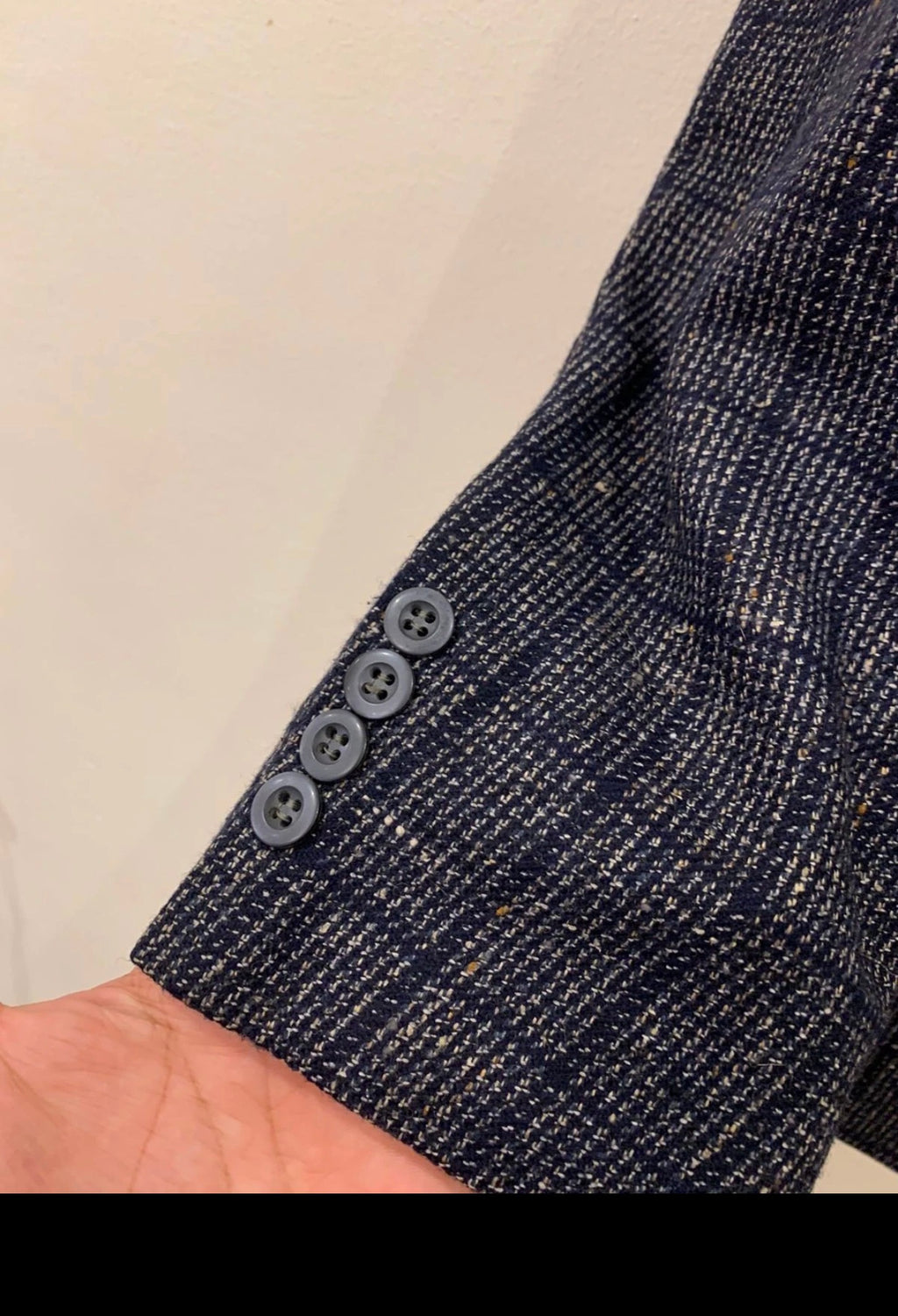 1970s vintage pure wool Windowpane rockabilly disco blue jacket blazer 38R