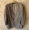 Vintage 100% pure silk camouflage plaid classic gray jacket blazer 42R
