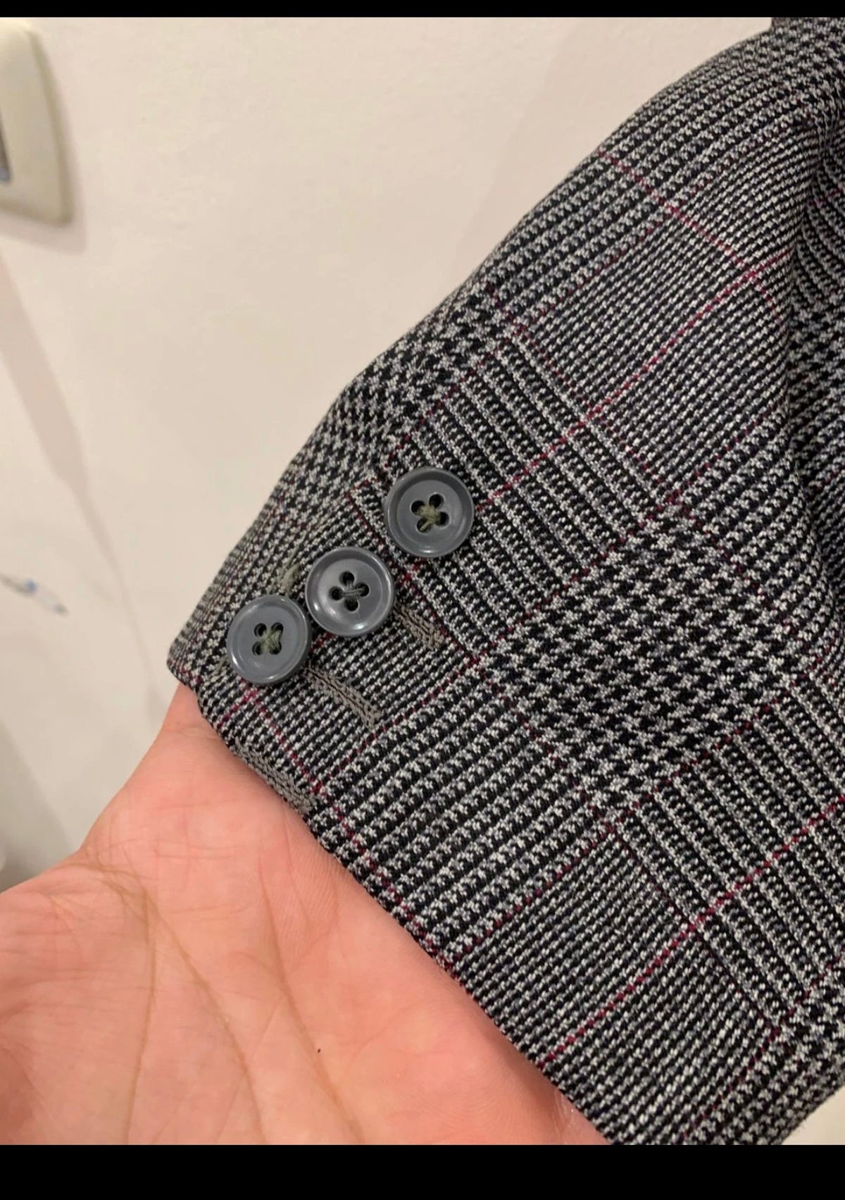 1950s Vintage handtailored all worsted wool glen check gray jacket blazer 42R