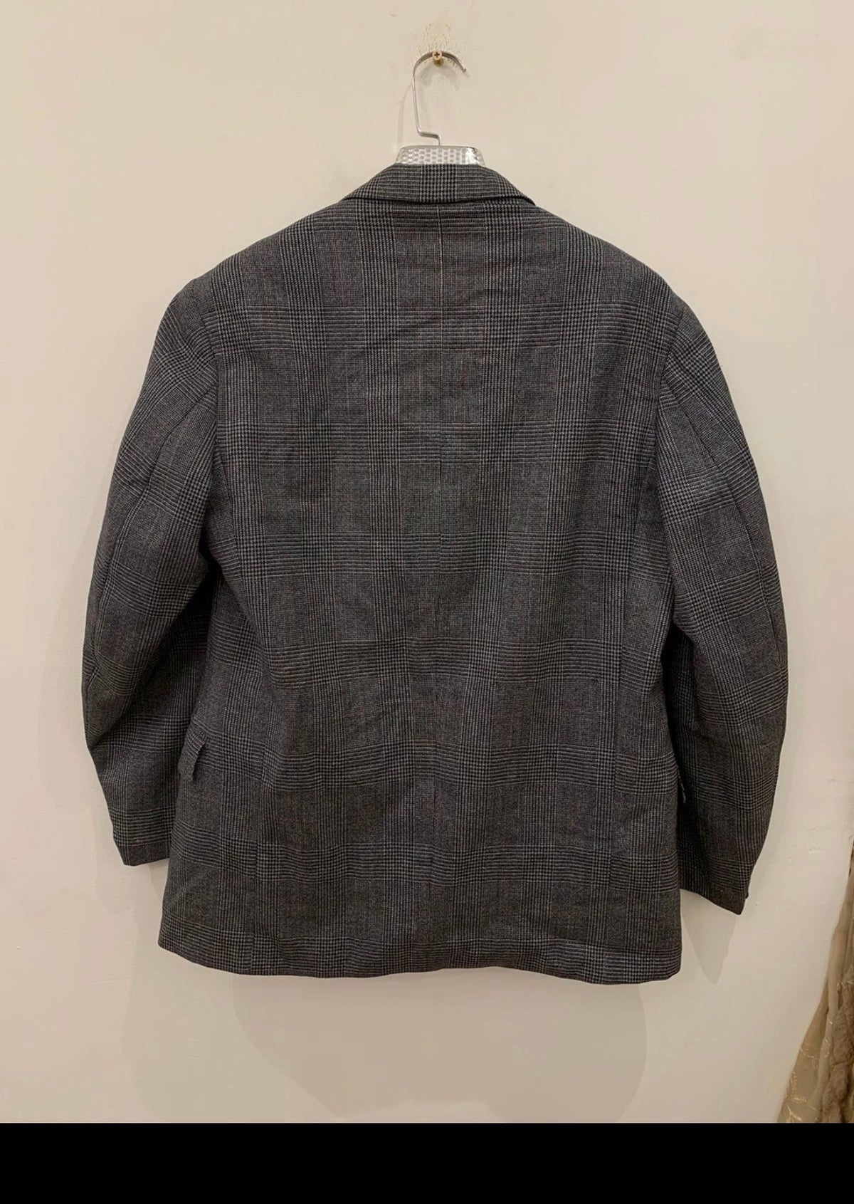 1950s Vintage handtailored all worsted wool glen check gray jacket blazer 42R