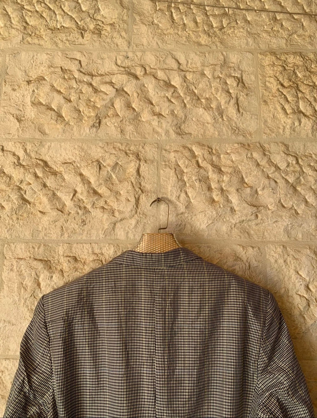 Vintage 100% pure silk camouflage plaid classic gray jacket blazer 42R