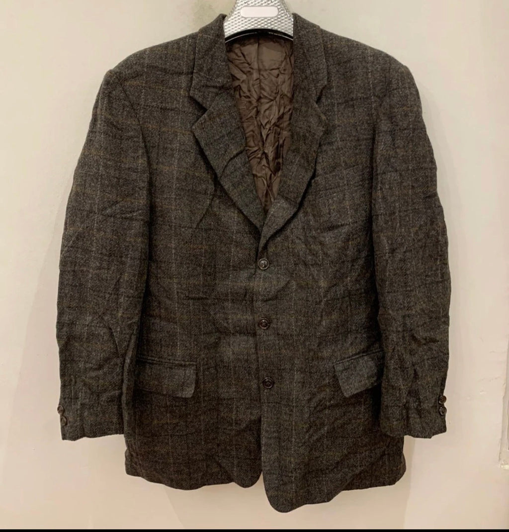 Vintage Daniel Hechter pure wool handwoven tweed gray hunting jacket blazer 42R