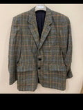 Vintage houndstooth plaid pure wool handwoven tweed jacket blazer 42R