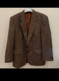 Vintage wool blend tweed camouflage plaid classic unique brown jacket blazer 42R