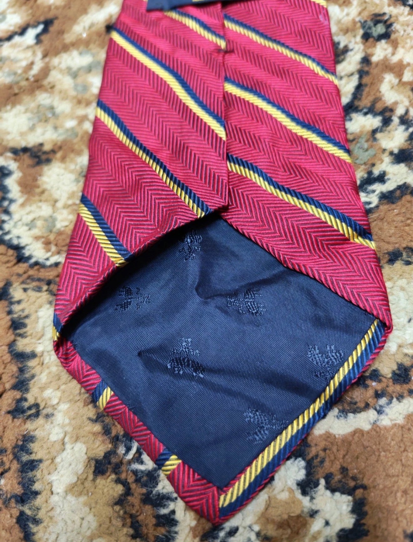 Vintage Brooks Brothers Makers classic 100% all silk red awning neck tie