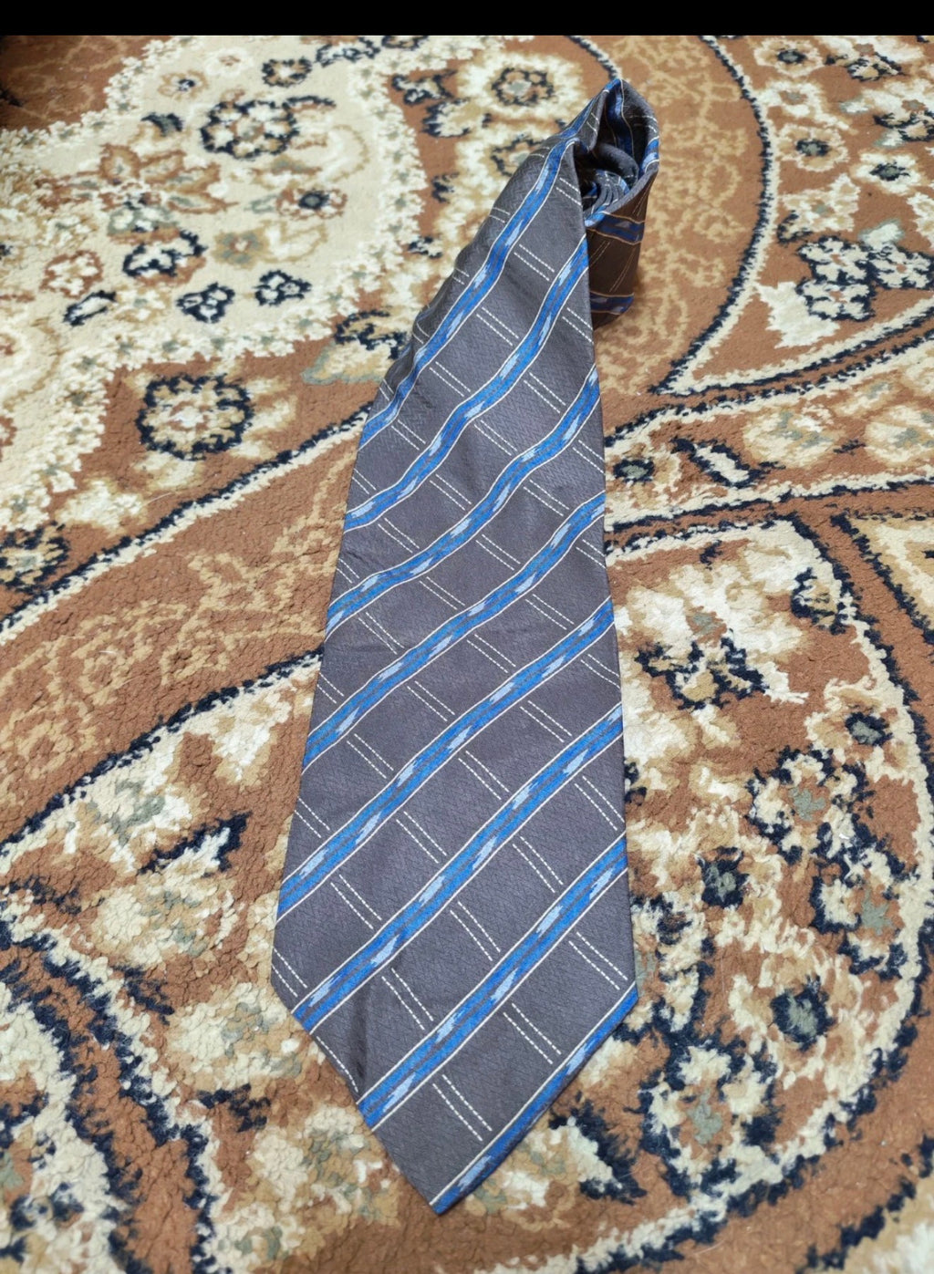mens vintage Giorgio Armani Cravatte 100% all silk luxury plaid brown neck tie