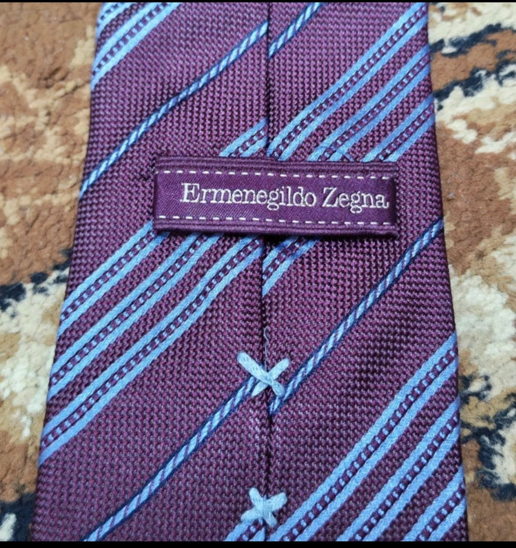 mens vintage Ermenegildo Zegna classic 100% all silk luxury Regimental neck tie