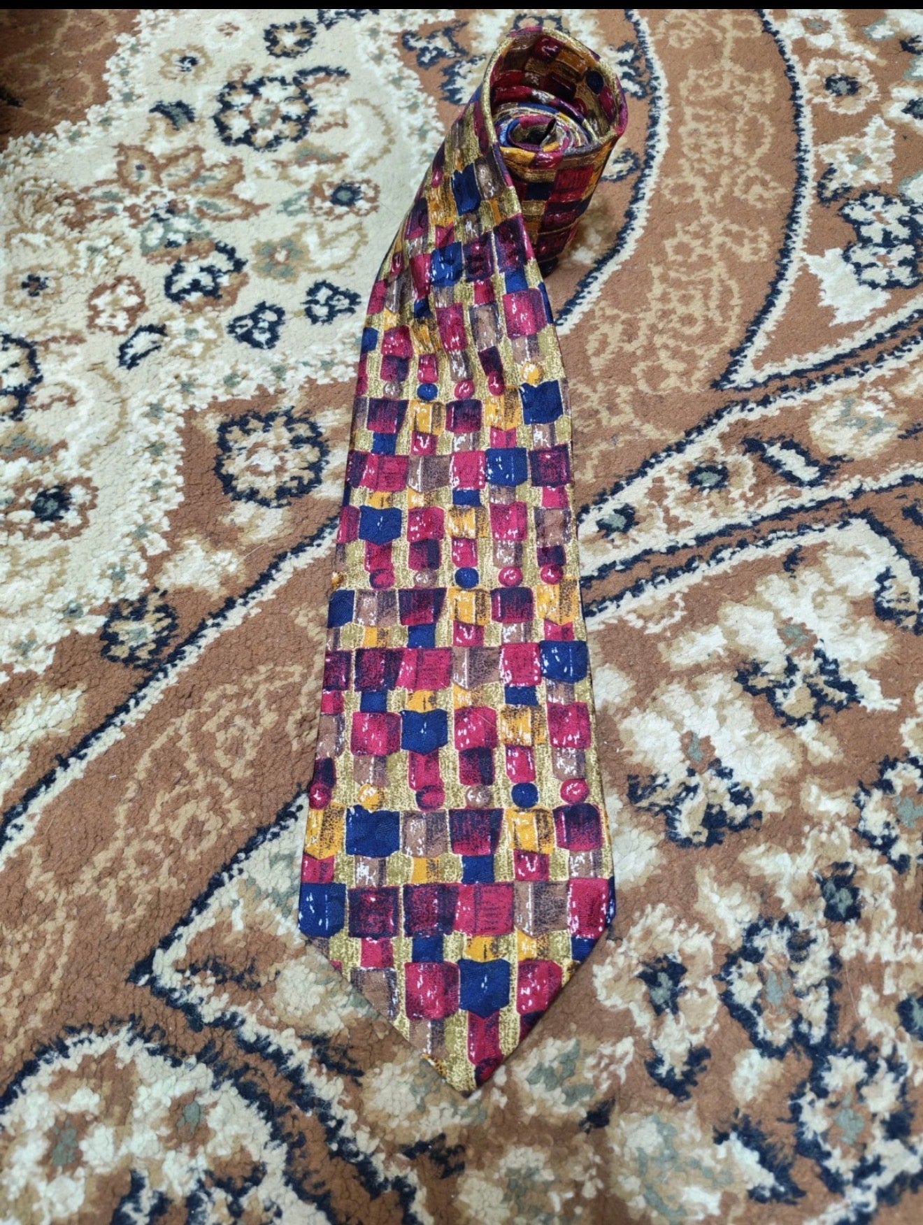 Vintage Ermenegildo Zegna classic 100% all silk Retro luxury geometric neck tie