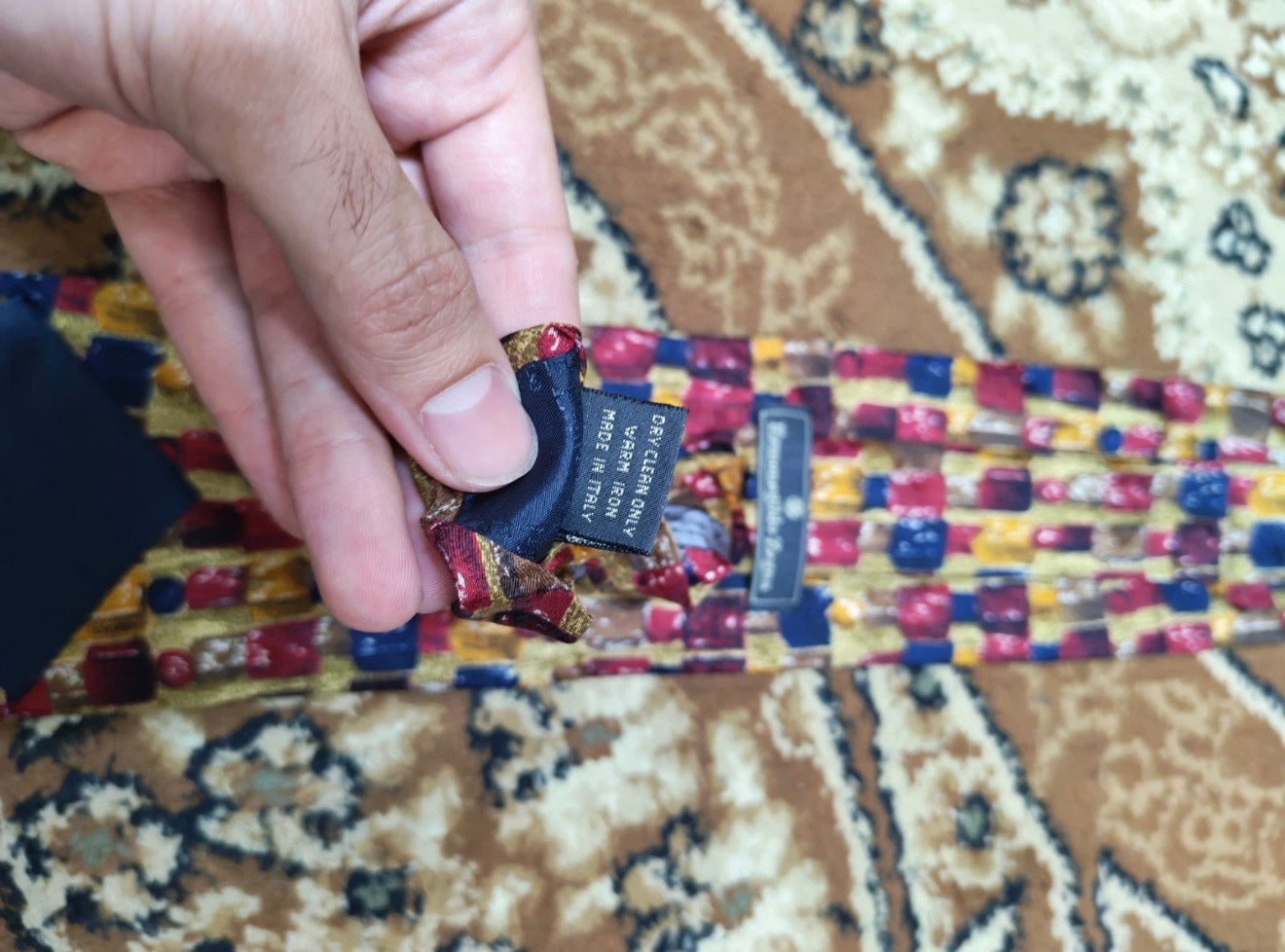 Vintage Ermenegildo Zegna classic 100% all silk Retro luxury geometric neck tie