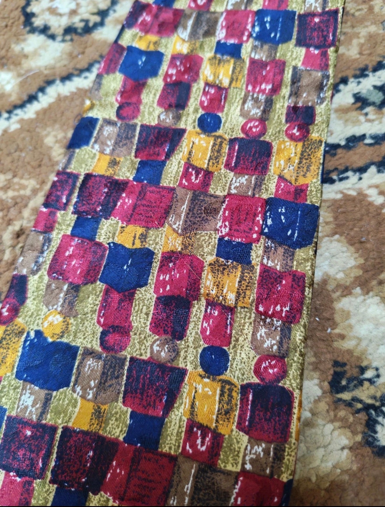 Vintage Ermenegildo Zegna classic 100% all silk Retro luxury geometric neck tie