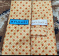 Vintage Bvlgari classic 100% all silk luxury Geometric orange neck tie