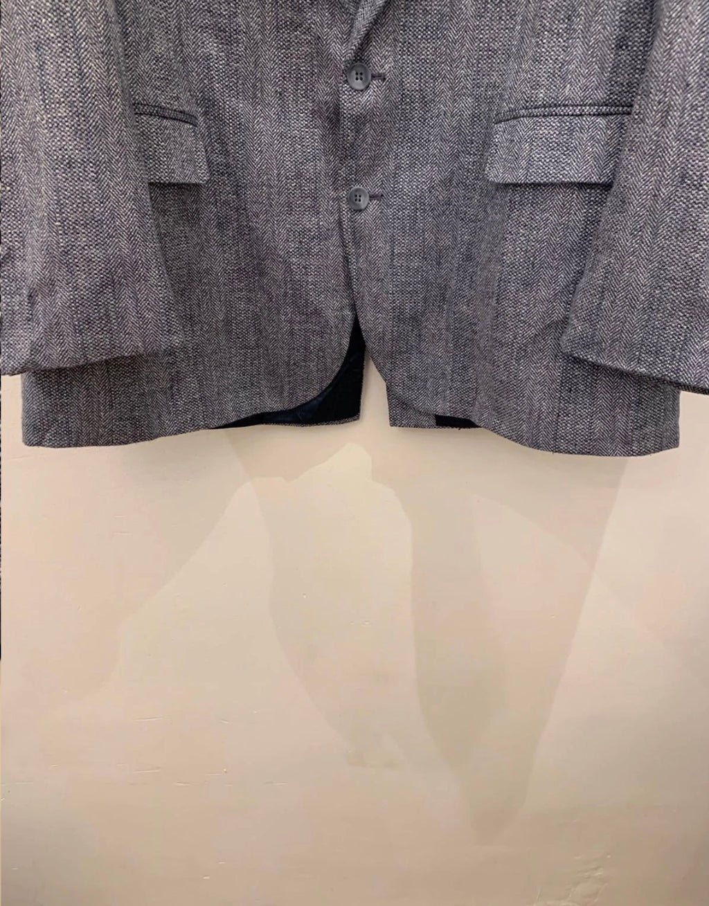 Vintage pure wool soft tweed herringbone classic gray blue jacket blazer 44R