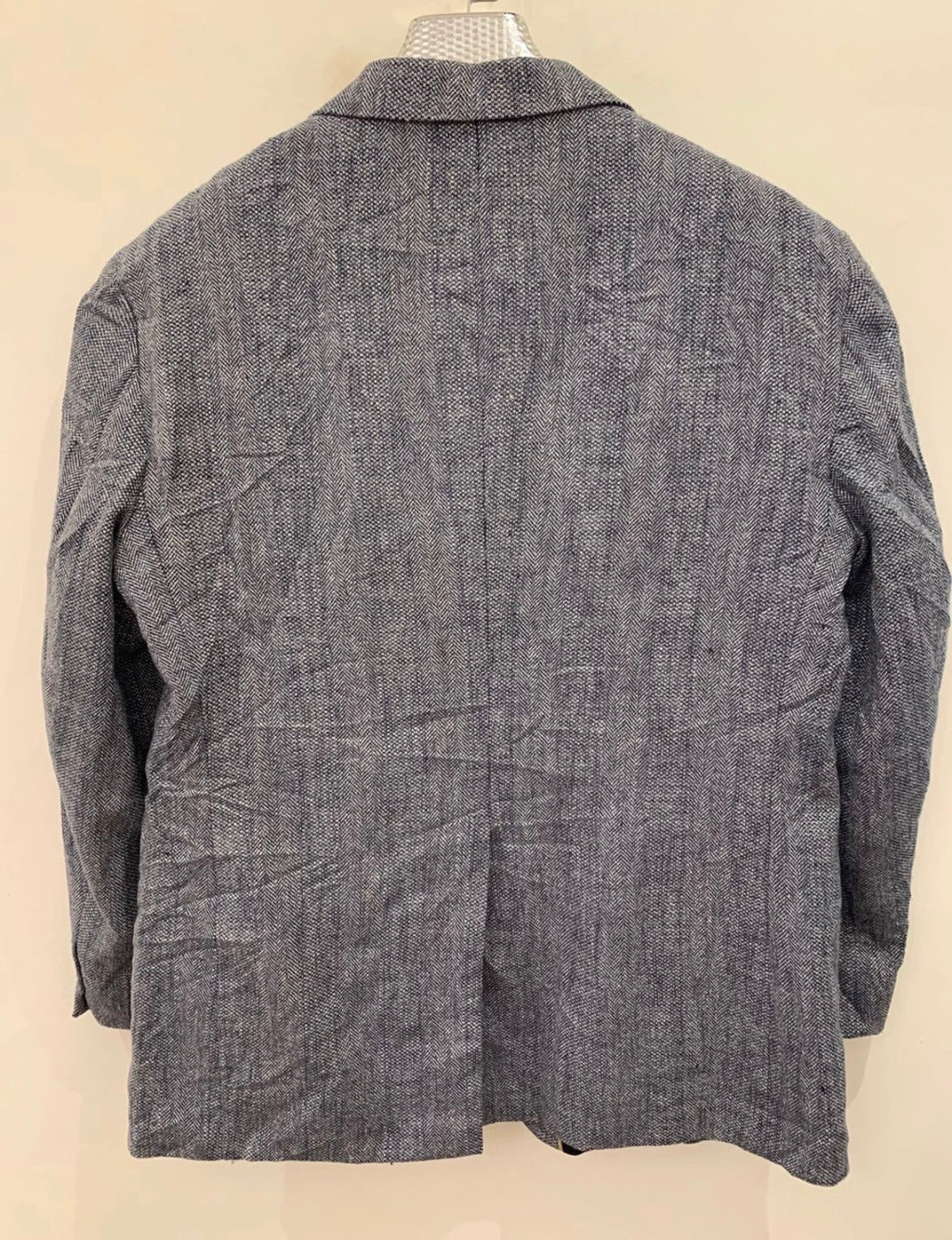 Vintage pure wool soft tweed herringbone classic gray blue jacket blazer 44R